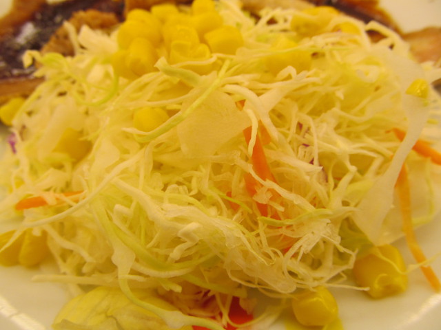 松屋豚テキ定食2015の生野菜
