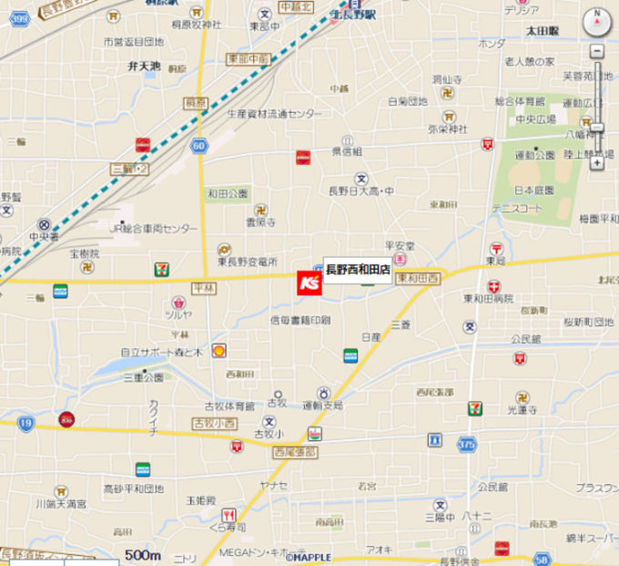 ケーズデンキ長野西和田店地図20220409_1205