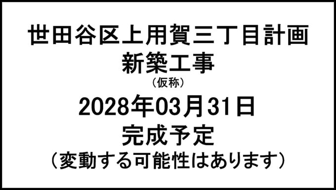 世田谷区上用賀三丁目計画新築工事仮称20280331完成予定アイキャッチ1280